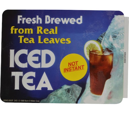 Bunn Decal, Icedtea Fresh Brewed For Bunn - Part No 03043.0002 3043.0002